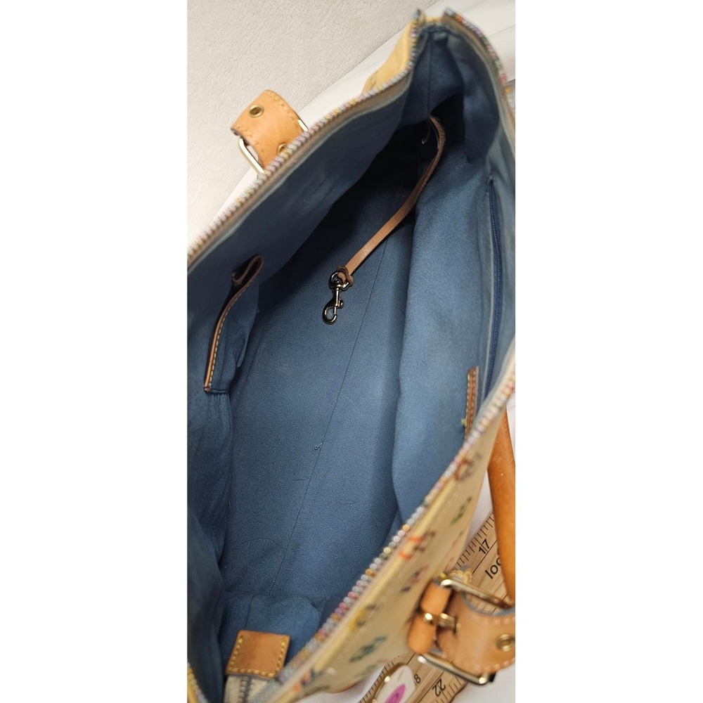 Dooney & Bourke It Bag Rainbow Monogram Satchel Cream Leather Trim Heart Tag - Picture 7 of 7